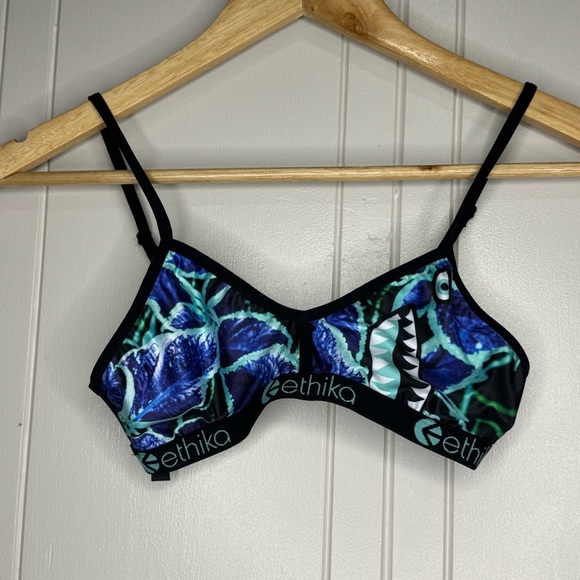 Ethika Women's Black and Blue Graphic Bralette - Picture 2 of 5